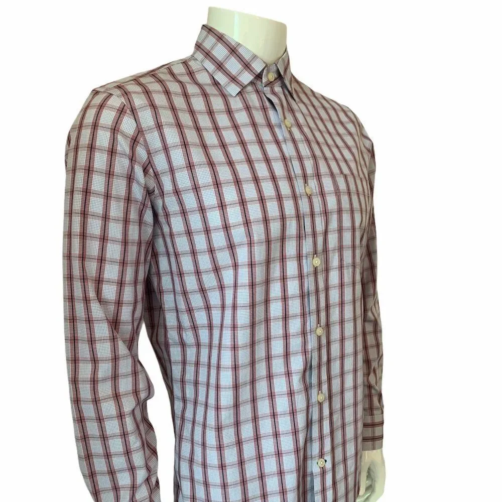 Banana Republic Button Up Dress Shirt‎ Men's Small Windowpane Plaid Formal Top